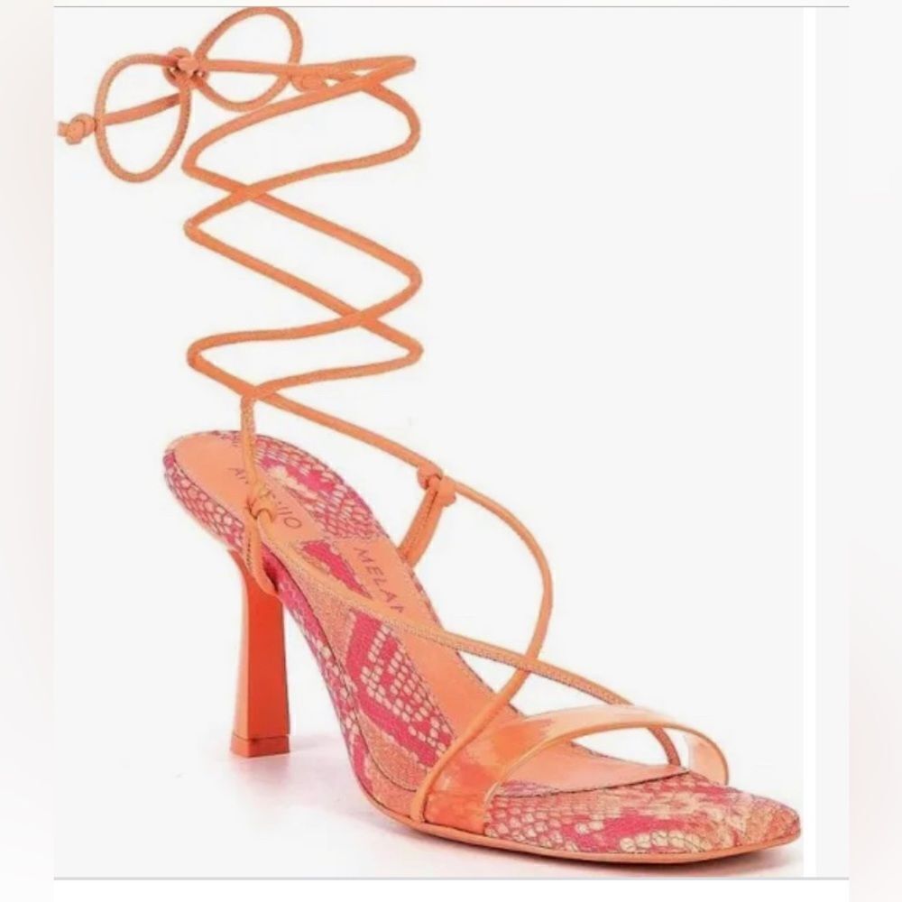 Antonio Melani Barden‎ pink and orange sandals heels, size 6.5 new without tags